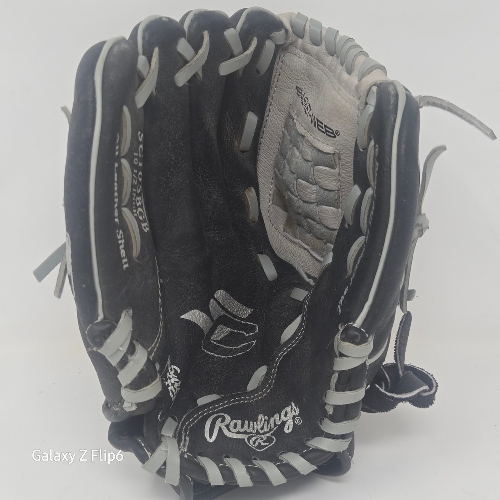 Rawlings SC105BGB 10.5 Baseball Glove Black Grey Leather Basket Web Right Hand - Picture 5 of 6